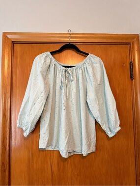 Joie Light Blue Eyelet Peasant Blouse
